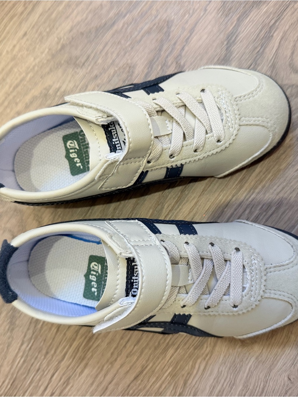 Onitsuka Tiger by Asics Kids Cream & Navy Velcro Sneaker
